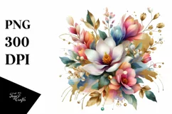 Colorfull Bouquet with Magnolia and Splash | Clipart Product Image 1