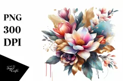 Colorfull Bouquet with Magnolia and Splash | Clipart Product Image 1