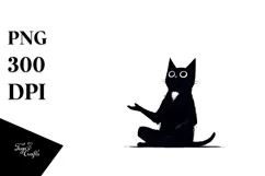 Digital Painting with Black Cat PNG Product Image 1
