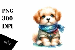Cute Dog, Watercolor PNG Product Image 1