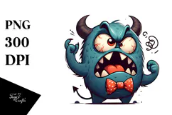 Aggressive Monster with Bow Tie PNG Product Image 1