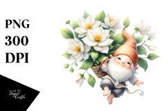 Cute Gnome with Jasmine PNG Product Image 1
