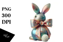 Colorful Stylized Bunny Sitting PNG Product Image 1