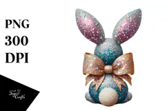 Colorful Bunny with Vintage Bow PNG Product Image 1