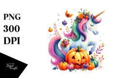 Vibrant Unicorn Halloween Scene | Clipart Product Image 1