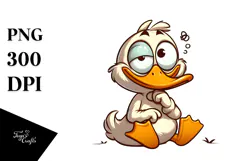 Silly Cartoon Duck Sitting PNG Product Image 1