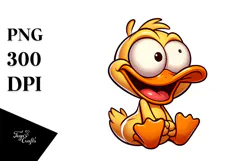 Silly Cartoon Duck Sitting PNG Product Image 1