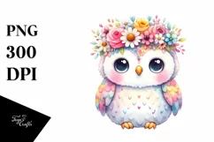Pastel Owl Flower Crown | Sublimation | Clipart Product Image 1