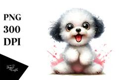 Colorful Crazy Baby Bichon Frise PNG Product Image 1