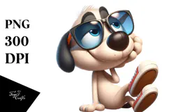 Goofy Cartoon Dog with Oversized Sunglasses PNG Product Image 1