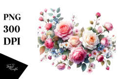Colorfull Small Pink Roses Glossy Petals | Clipart Product Image 1