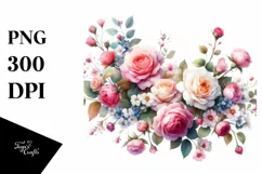 Colorfull Small Pink Roses Glossy Petals | Clipart Product Image 3