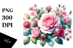 Colorfull Small Pink Roses Glossy Petals | Clipart Product Image 1