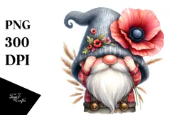 Cute Gnome with Poppy PNG Product Image 1