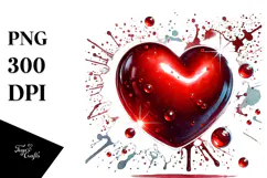 Red Glossy Heart Digital Painting PNG Product Image 1