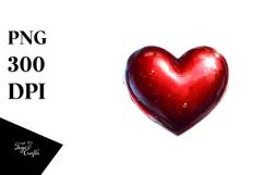 Red Glossy Heart Digital Painting PNG Product Image 1