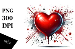 Red Glossy Heart Digital Painting PNG Product Image 1