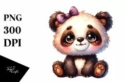 Colorful Vibrant Plush Panda Watercolor | Clipart Product Image 1