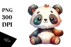Vibrant Watercolor Colorful Plush Panda | Clipart Product Image 1