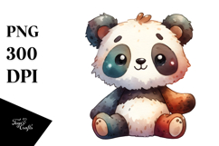 Vibrant Watercolor Colorful Plush Panda | Clipart Product Image 1