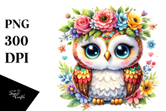 Vibrant Owl Flower Crown | Sublimation | Clipart Product Image 1