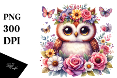 Vibrant Owl Flower Crown | Sublimation | Clipart Product Image 1