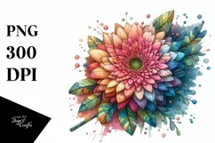 detailed Vibrant Pastel Gerbera Stained PNG Product Image 1