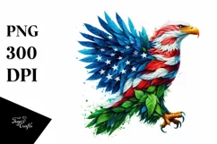 Colorful Eagle with Plant Leaves PNG Product Image 1