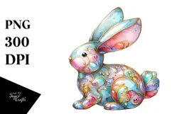 Colorful Bunny Watercolor PNG Product Image 1