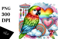Cute Boho Parrot Art, PNG Product Image 1