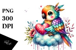 Cute Boho Parrot Artwork, PNG Product Image 1