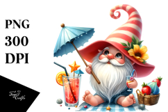 Whimsical Gnome Drinking a Cocktail, PNG Product Image 1