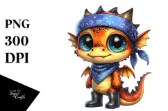 Expressive Baby Dragon with Tie PNG Product Image 1