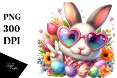 Easter Bunny Heart Sunglasses PNG Product Image 1