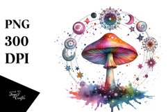 Colorful Watercolor Magical Celestial Astral Mushroom Splash Product Image 3
