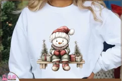 Vintage Snowman Christmas Png, Christmas Snowman clipart Product Image 1