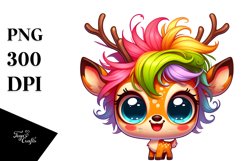 Cute Colorful Cartoon Deer | Sublimation | Clipart Product Image 1