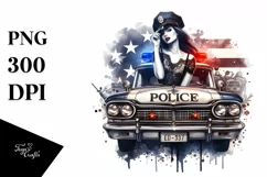 Funny Police Car Stars Sticker Clipart Product Image 3