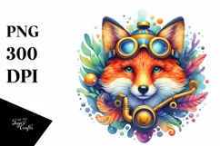 Colorful Fox with Scuba Helmet PNG Product Image 3