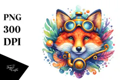 Colorful Fox with Scuba Helmet PNG Product Image 1