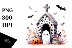 Simple Cute CRYPT Halloween PNG Product Image 1
