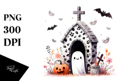 Simple Cute CRYPT Halloween PNG Product Image 1