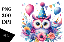 Vibrant Owl Party Hat Clipart Product Image 1