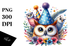 Vibrant Owl Party Hat Clipart Product Image 1