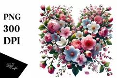 Heart Spring Flowers, Digital Painting PNG Product Image 1