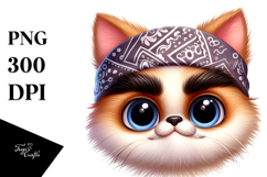 Silly Cartoon Cat with Bandana PNG Product Image 1