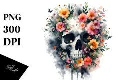 Skull Made of Spring Flowers PNG Product Image 1