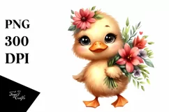 Cute Baby Duck Flower Bouquet | Sublimation | Clipart Product Image 3