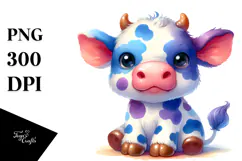 Cute Baby Cow in Style PNG Product Image 1
