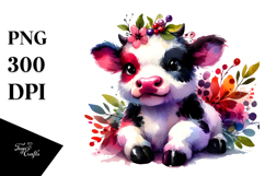 Cute Baby Cow in Style PNG Product Image 1